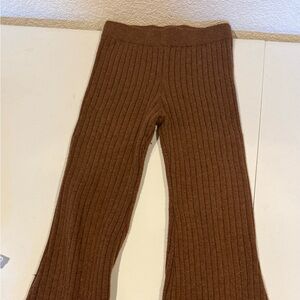 Rylee + Cru Chocolate Ribbed Knit Leggings